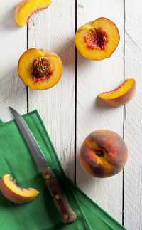 High angle view of fruits on table