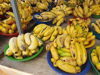 High angle view of fruits for sale at market stall