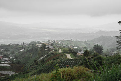 High angle view of townscape against sky