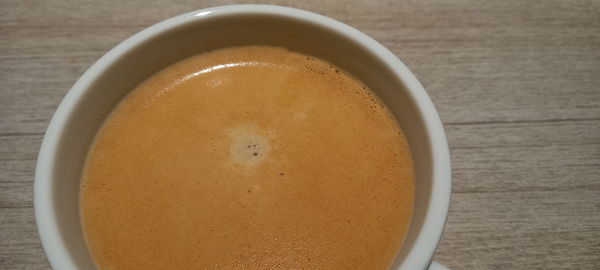 High angle view of coffee on table