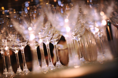 Close-up of wine glasses during a ceremony
