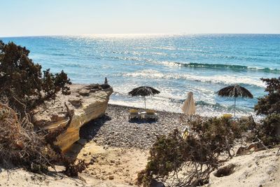 High angle view of beach against sky