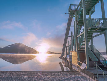 Panoramic view of sea against sky during sunset