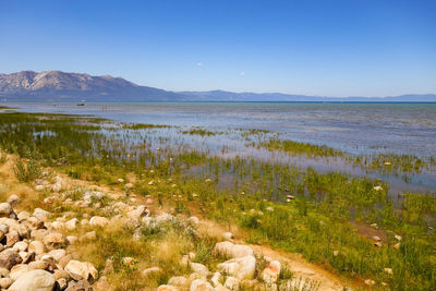 Scenic view of mountains against clear sky