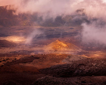 Aerial view of volcanic landscape