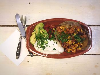 Close-up of meal served in plate