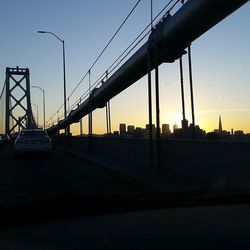 Suspension bridge at sunset