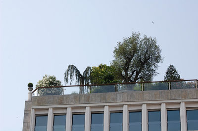 Low angle view of built structure against clear sky