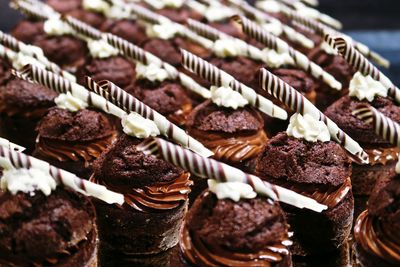 Close-up of chocolate cupcakes on table