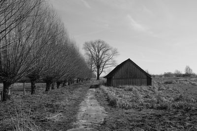 House on field against sky