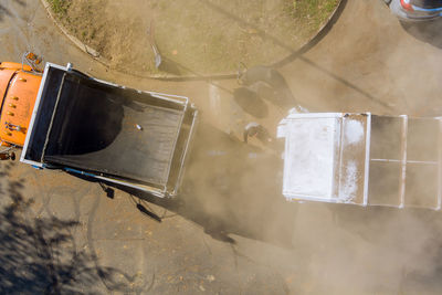 High angle view of car on road