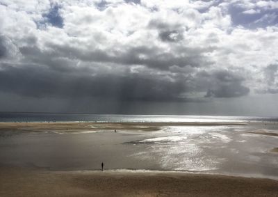 Scenic view of sea against cloudy sky