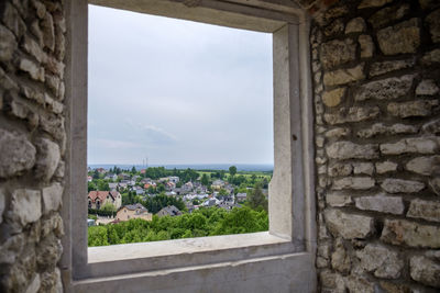 Close-up of fort against window