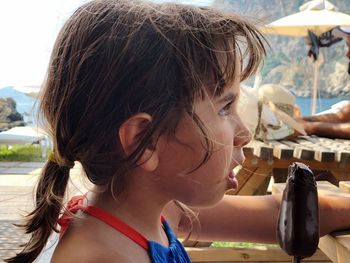 Close-up of girl eating ice cream