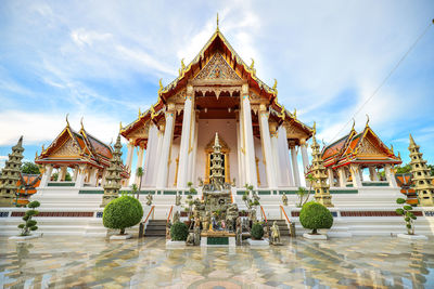 Exterior of temple against building