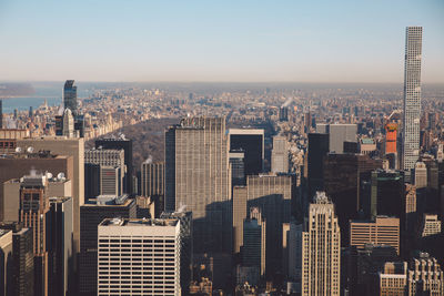 View of cityscape against clear sky