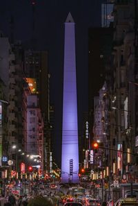 Illuminated buildings at night