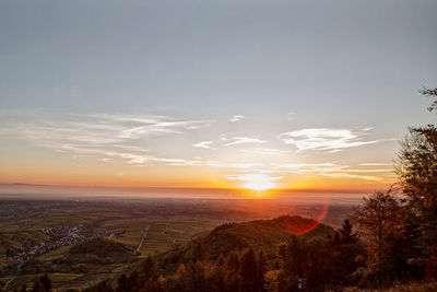 Scenic view of landscape against sky during sunset