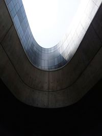 Low angle view of clear sky seen through skylight