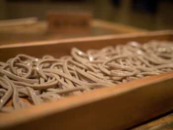 Close-up of bread on cutting board