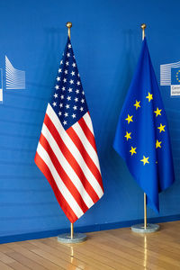 Close-up of flag against blue sky