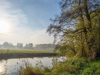 Scenic view of lake against sky