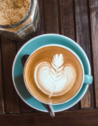 Directly above shot of cappuccino on table