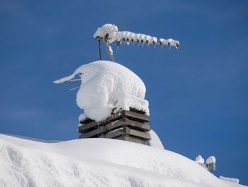 Low angle view of white roof against clear blue sky