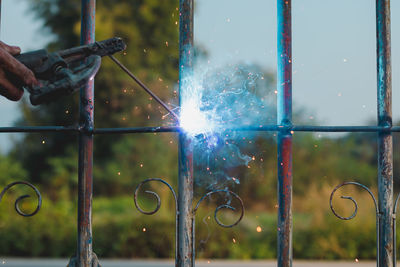 Blurred motion of person seen through glass window