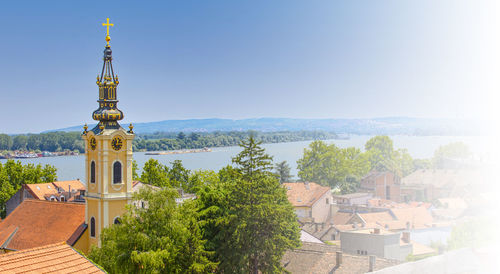 Panoramic view of zemun, with church tower in belgrade,serbia