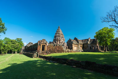 View of temple against blue sky