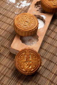 High angle view of food on table