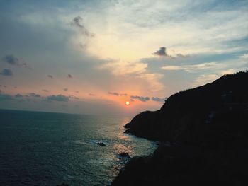 Scenic view of sea at sunset