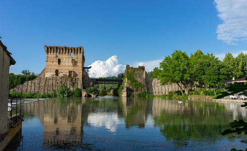 Reflection of buildings in lake