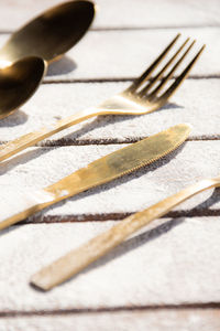 High angle view of chopsticks on table