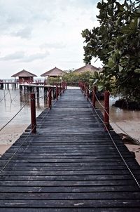 Wooden pier on river