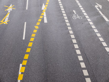 High angle view of zebra crossing on road