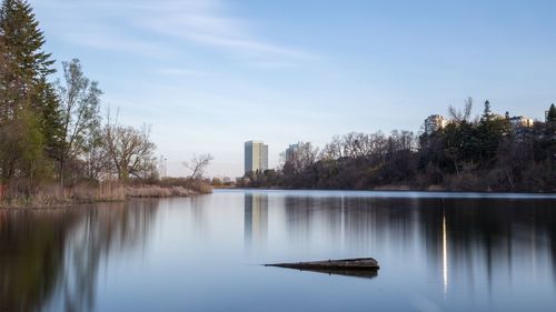 Scenic view of lake against sky