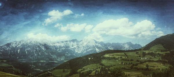 Scenic view of mountains against sky