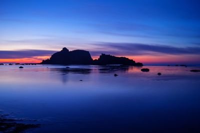 Scenic view of sea at sunset