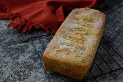 High angle view of bread on table