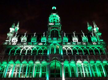 Low angle view of church at night