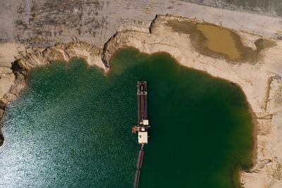 High angle view of wall by river