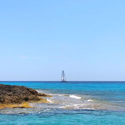 Scenic view of sea against clear sky