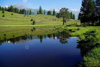 Scenic view of lake against sky