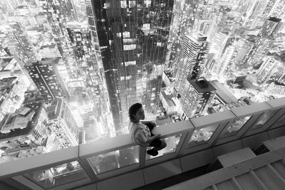 High angle view of city street