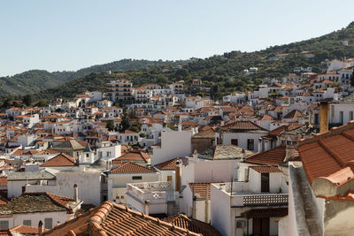 High angle view of townscape against sky