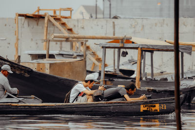 People working in boat