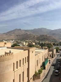 High angle view of buildings in city