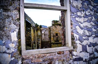 Close-up of old ruin building